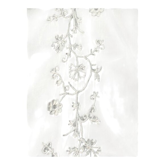 Martha Stewart White Embroidered Cotton Table Runner Console Tablecloth  60" X 3 - Picture 1 of 6